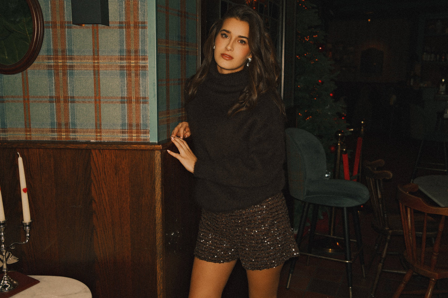 MAGLIONE DONNA CIOCCOLATO A COLLO ALTO-Modaso