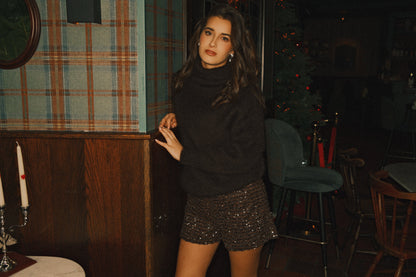 MAGLIONE DONNA CIOCCOLATO A COLLO ALTO-Modaso