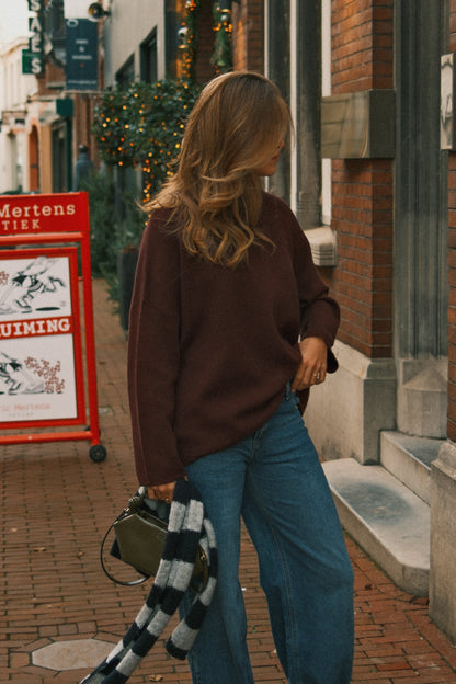 MAGLIONE OVERSIZE DONNA IN MAGLIA BORDEAUX-Modaso