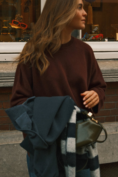 MAGLIONE OVERSIZE DONNA IN MAGLIA BORDEAUX-Modaso