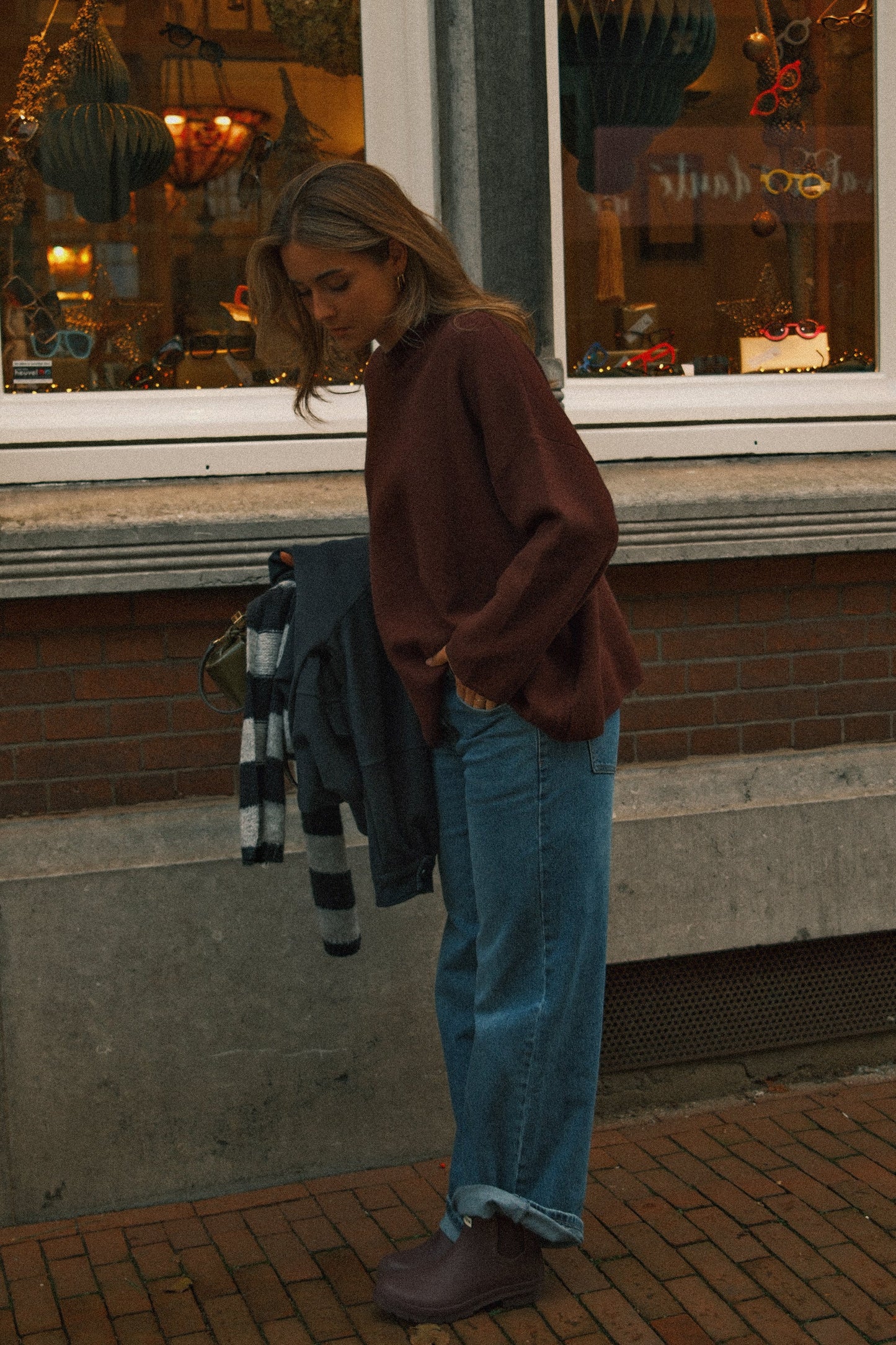 MAGLIONE OVERSIZE DONNA IN MAGLIA BORDEAUX-Modaso