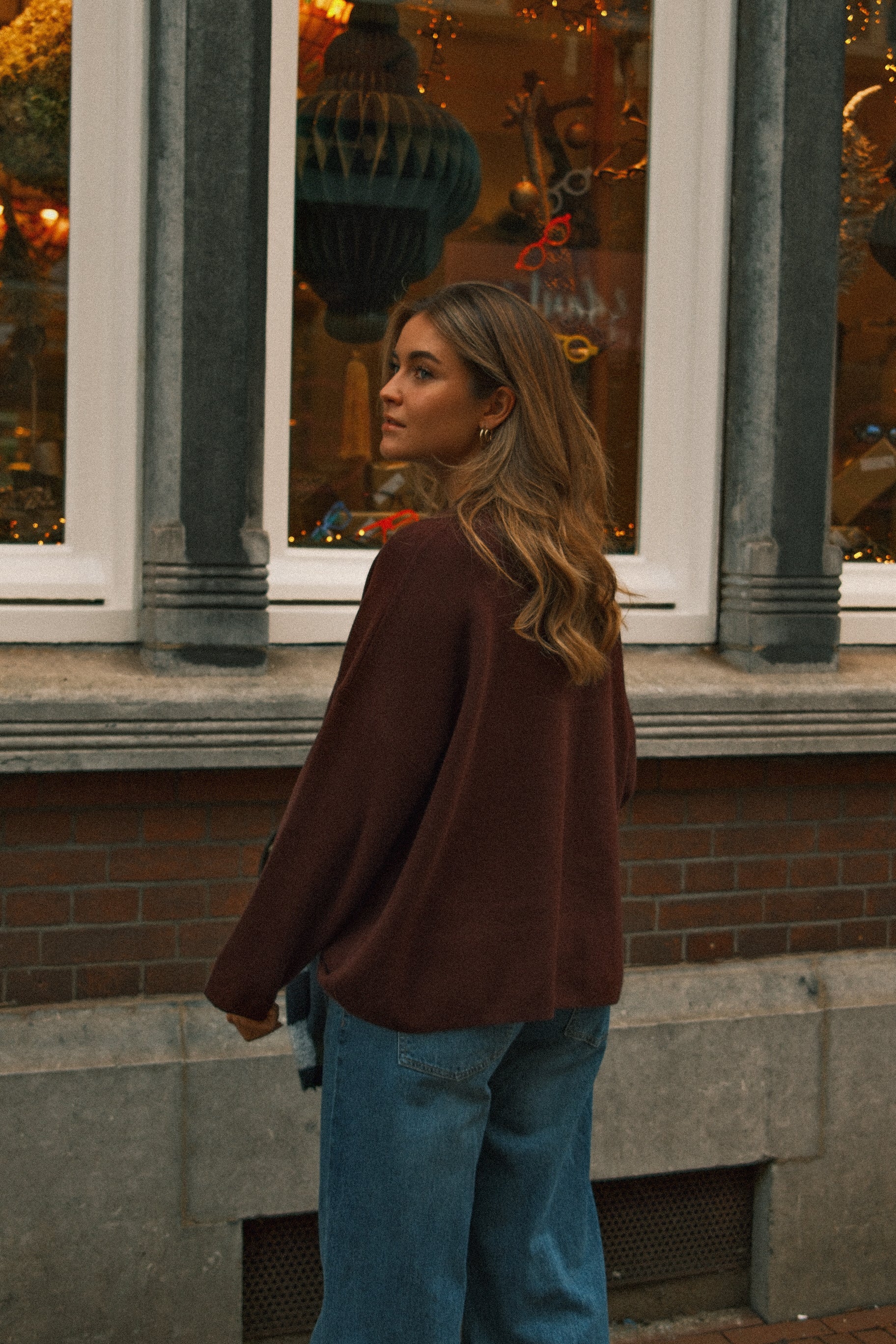 MAGLIONE OVERSIZE DONNA IN MAGLIA BORDEAUX-Modaso