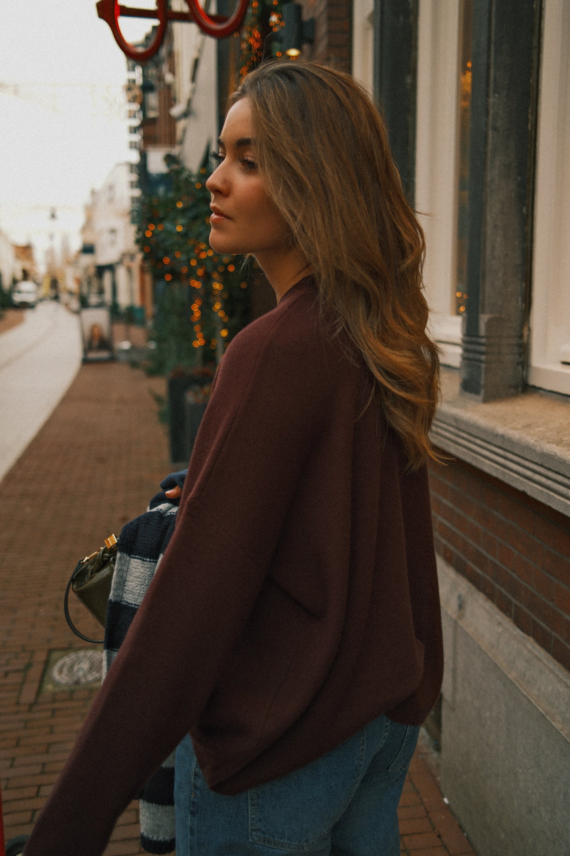 MAGLIONE OVERSIZE DONNA IN MAGLIA BORDEAUX-Modaso