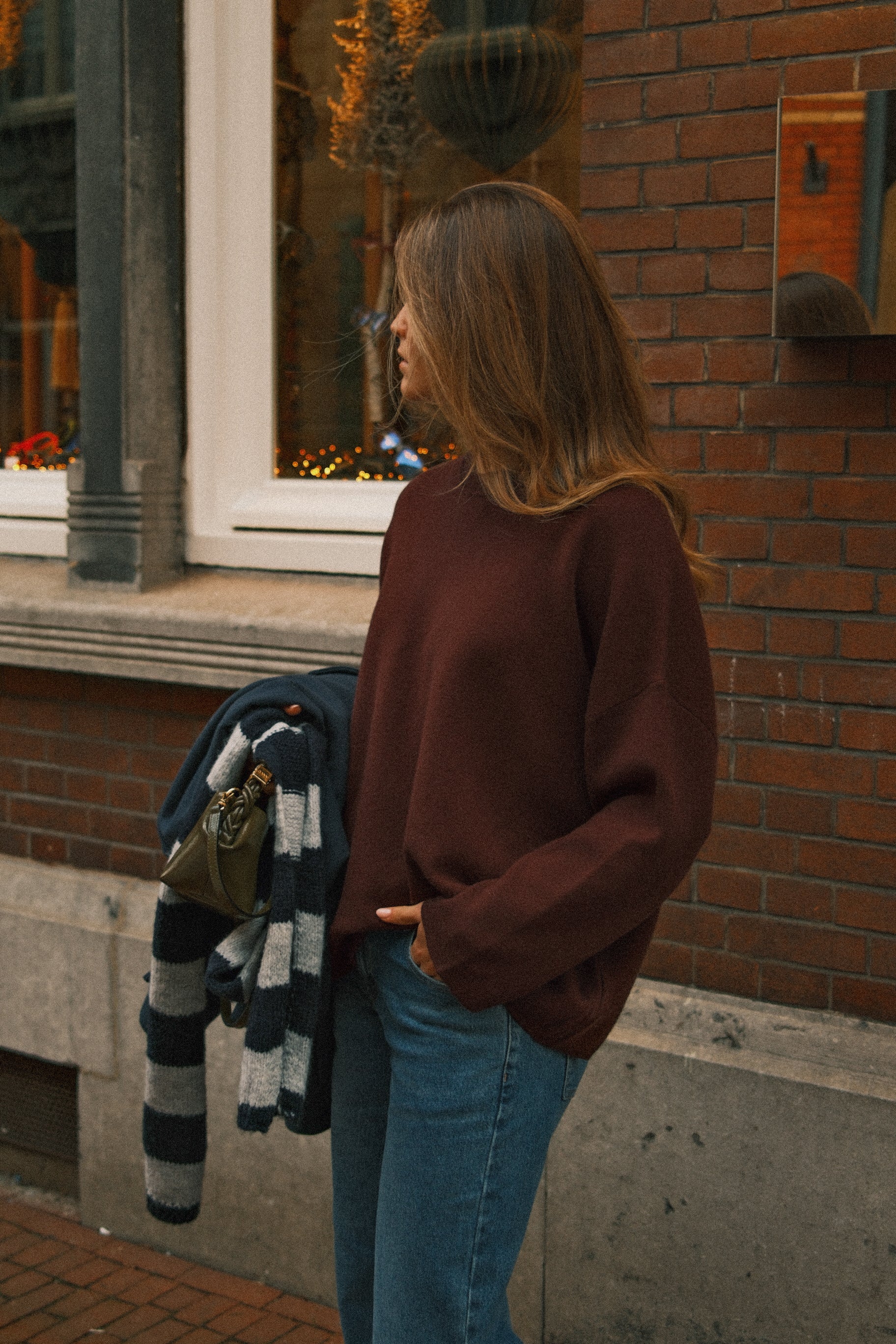 MAGLIONE OVERSIZE DONNA IN MAGLIA BORDEAUX-Modaso