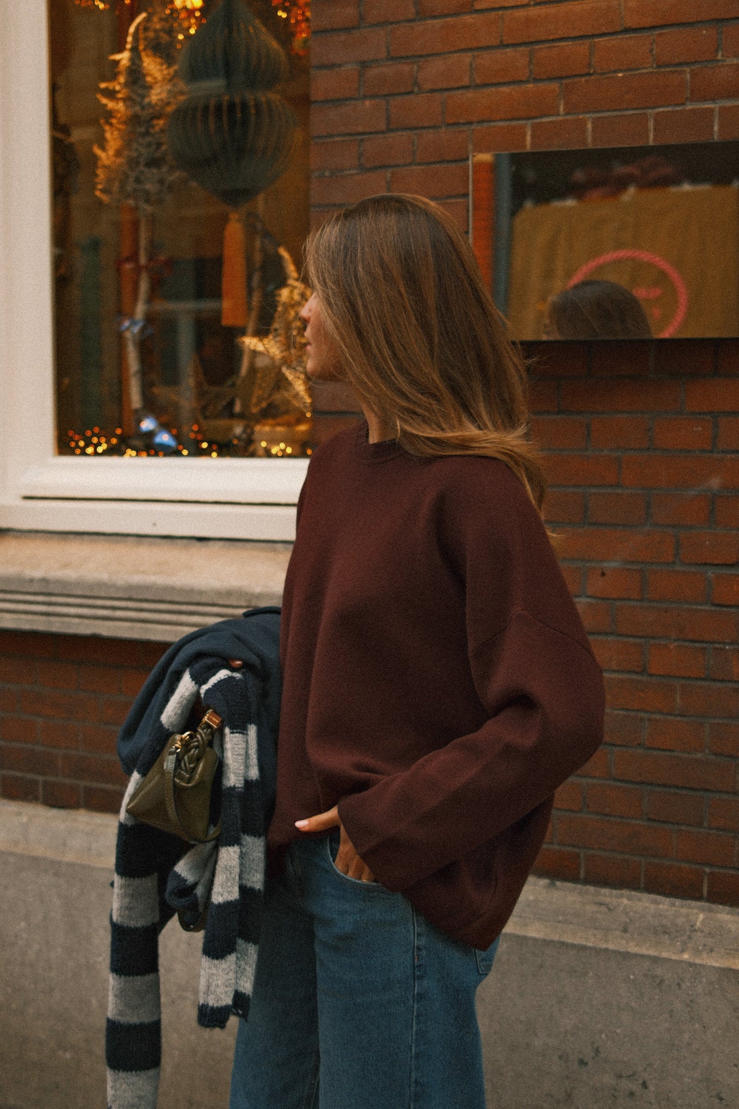 MAGLIONE OVERSIZE DONNA IN MAGLIA BORDEAUX-Modaso