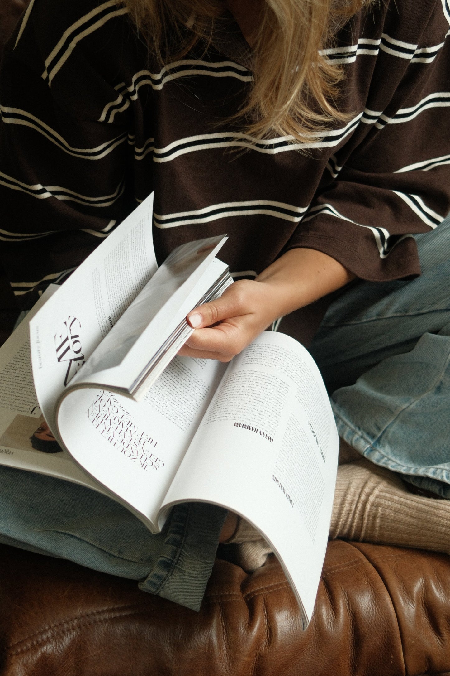 MAGLIONE POLO DONNA MARRONE A RIGHE-Modaso