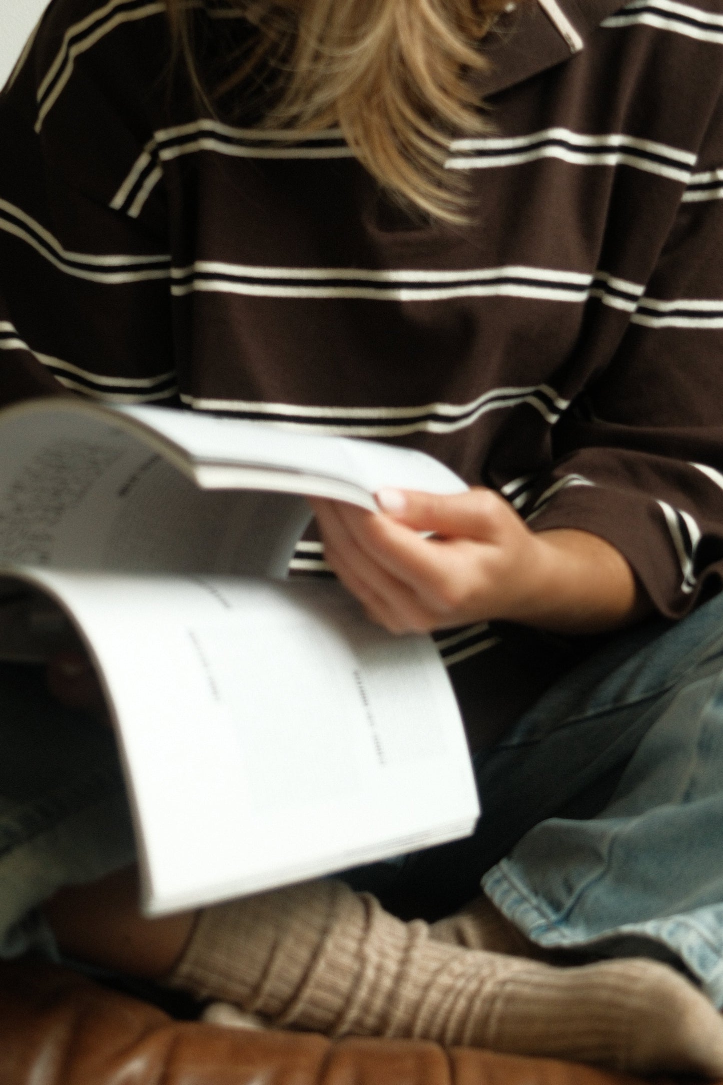 MAGLIONE POLO DONNA MARRONE A RIGHE-Modaso