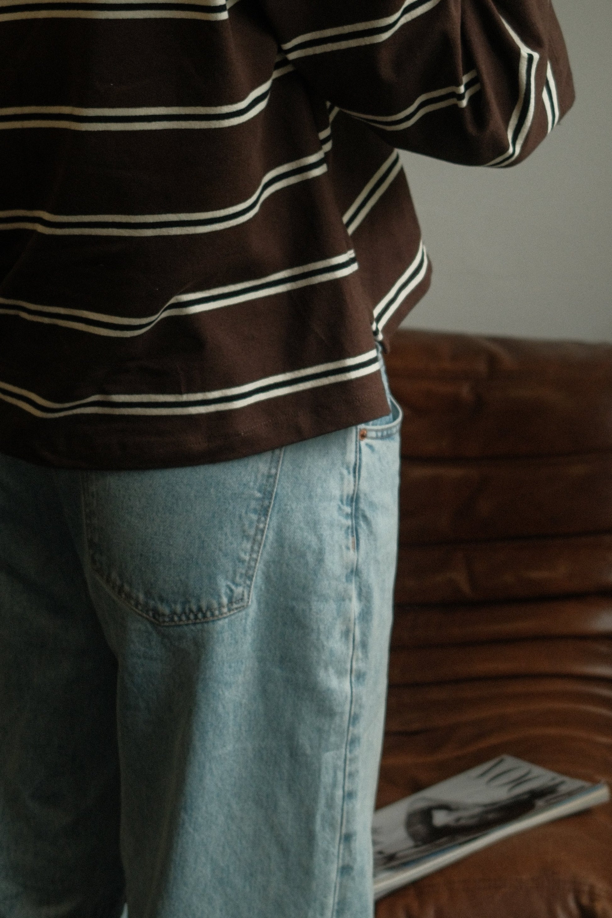 MAGLIONE POLO DONNA MARRONE A RIGHE-Modaso