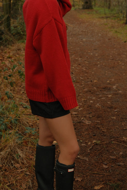 MAGLIONE ROSSO DA DONNA CON COLLO ALTO-Modaso