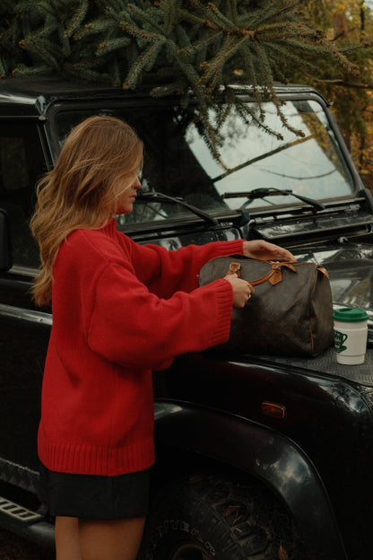 MAGLIONE ROSSO DA DONNA CON COLLO ALTO-Modaso