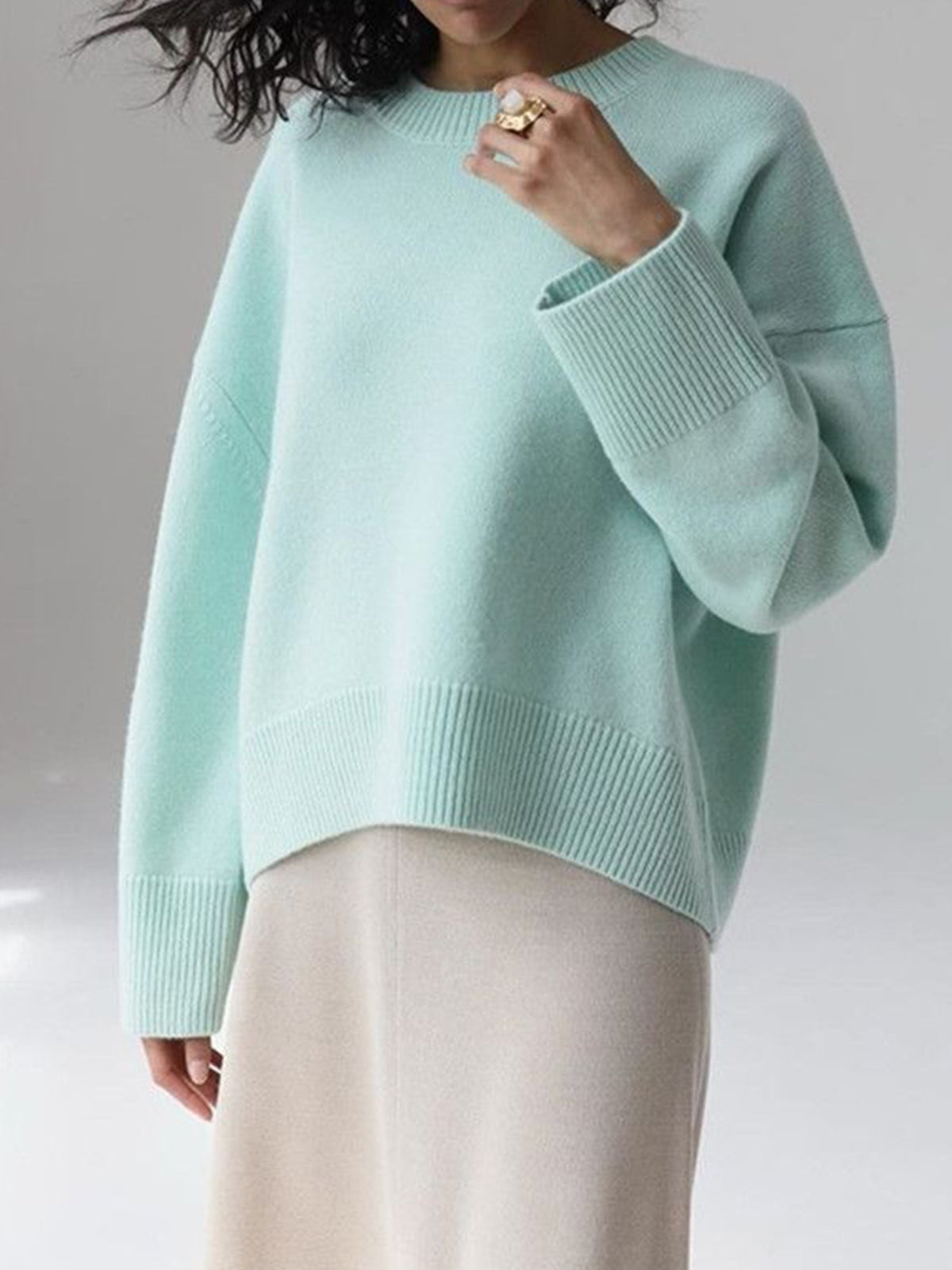 Maglione oversize - Maglione caldo a girocollo da donna-Modasso