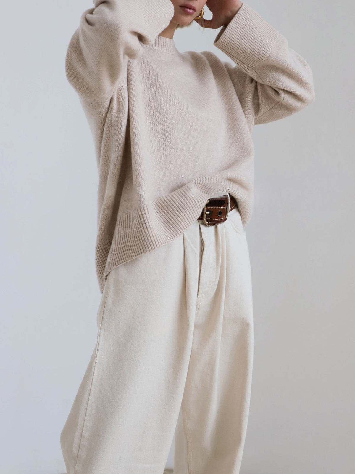 Maglione oversize - Maglione caldo a girocollo da donna-Modasso