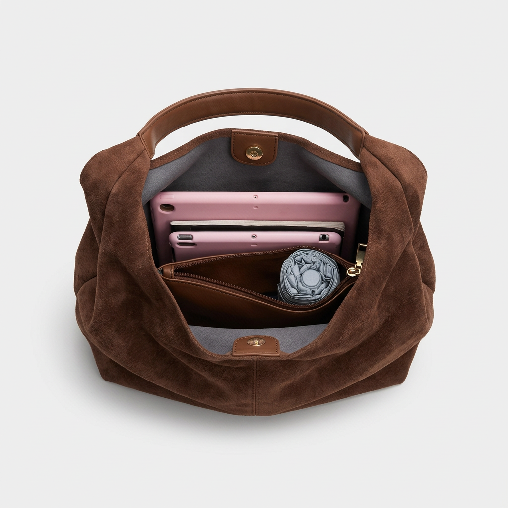 Borsa in Camoscio Donna, Hobo Grande a Spalla-Modaso