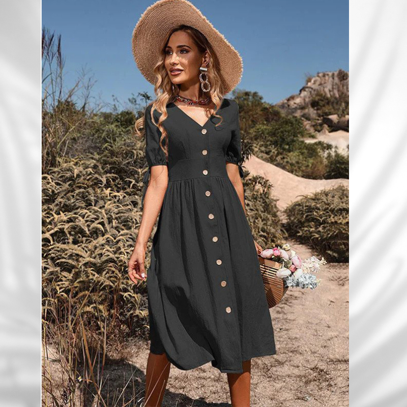 Marie Abito Midi, Aggiorna il tuo guardaroba estivo con il nostro elegante abito in cotone-Modaso