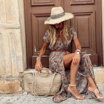Merel, Abito Boho, Vintage Paisley Maxiabito-Modaso