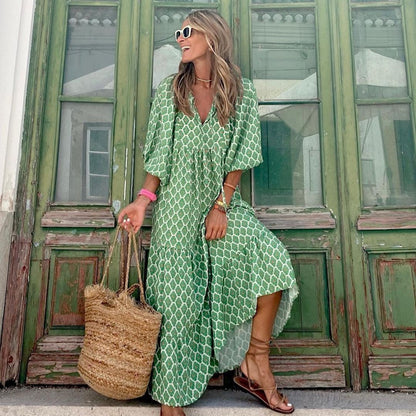 Milena Abito, Abito lungo verde da donna-Modaso
