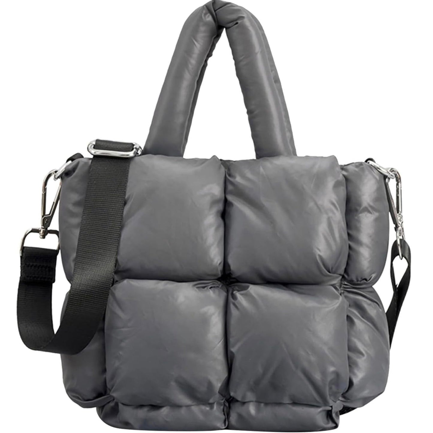 Mini Borsa Tote Puffer Trapuntata da Donna-Grigio-Modaso