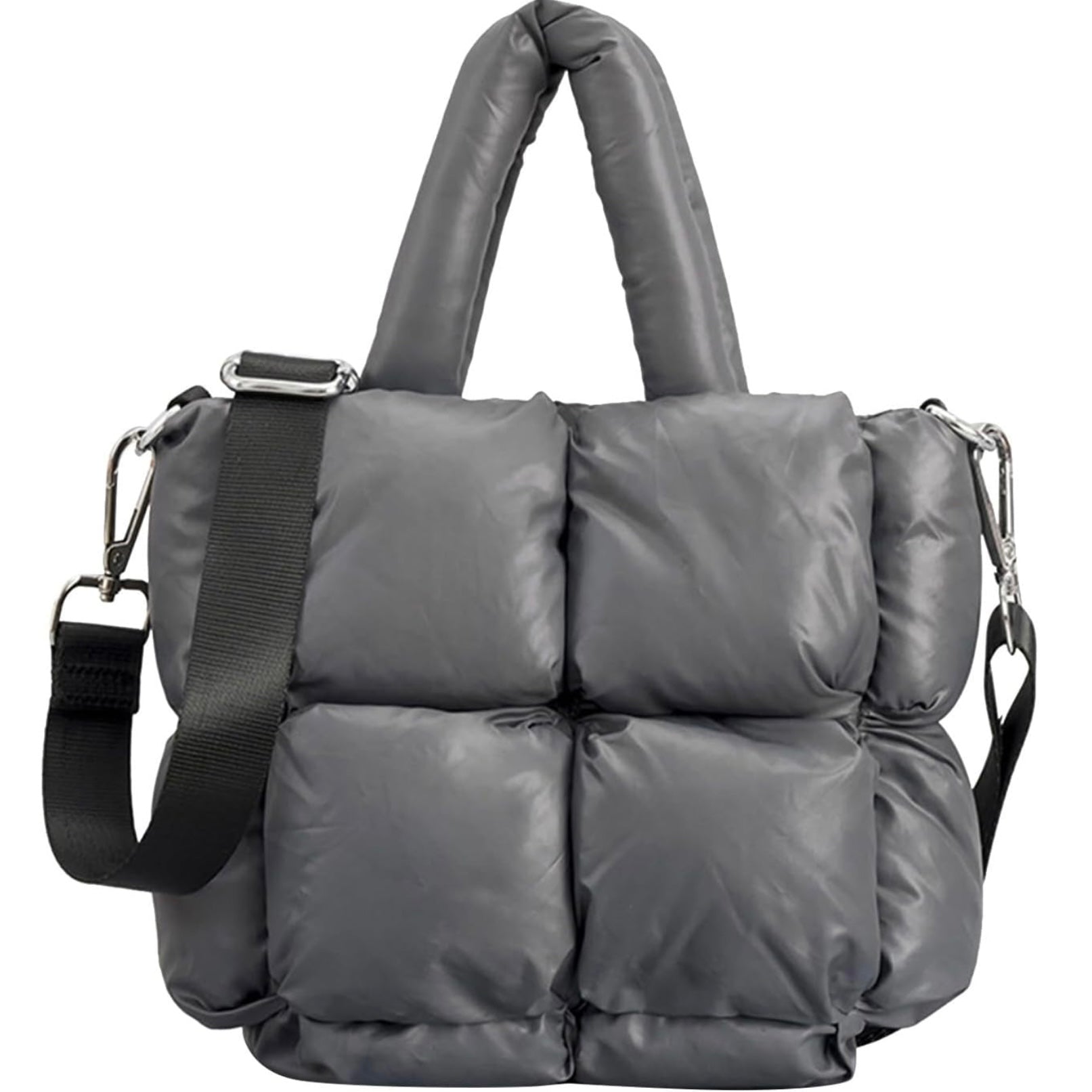 Mini Borsa Tote Puffer Trapuntata da Donna-Grigio-Modaso