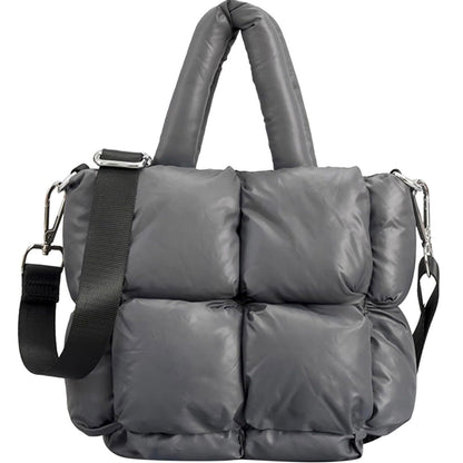 Mini Borsa Tote Puffer Trapuntata da Donna-Grigio-Modaso