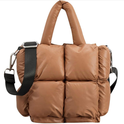 Mini Borsa Tote Puffer Trapuntata da Donna-Marrone-Modaso