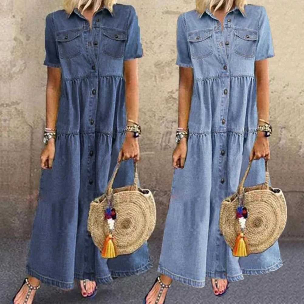 Naja, Elegante vestito in denim-Modaso