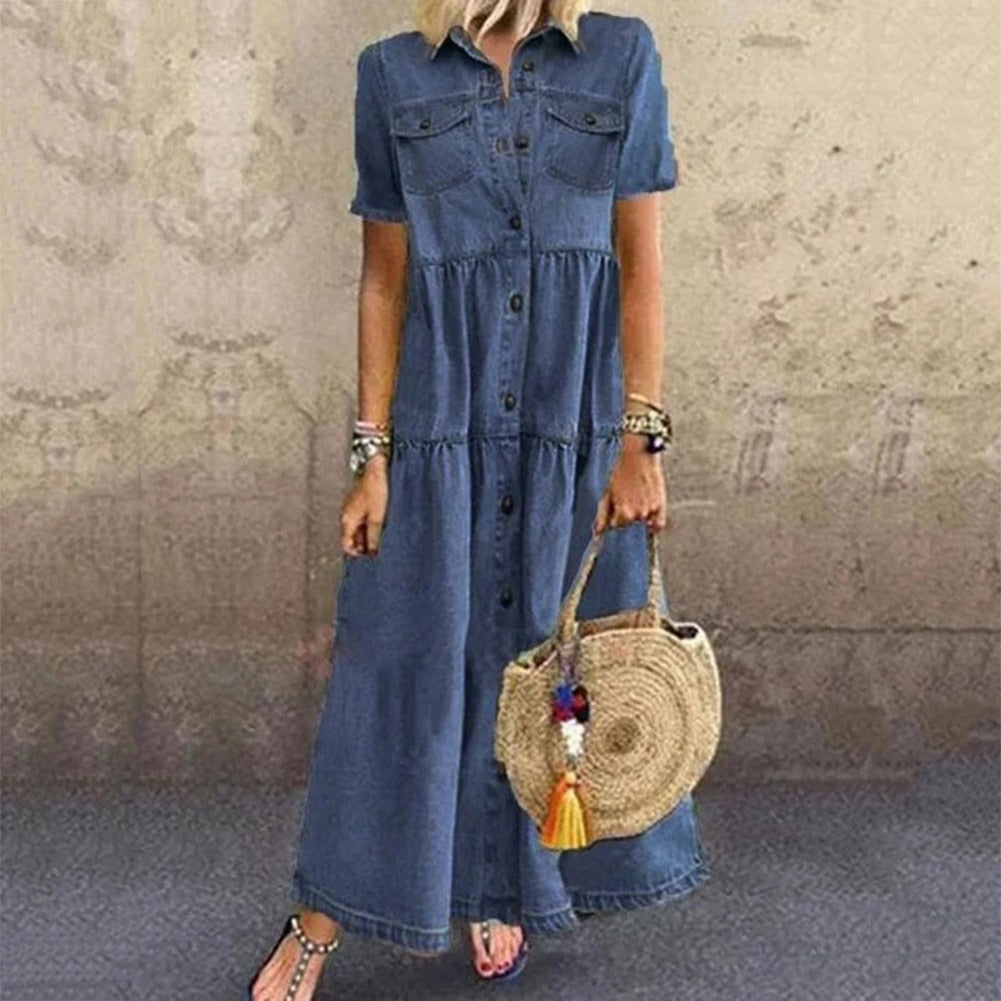 Naja, Elegante vestito in denim-Modaso