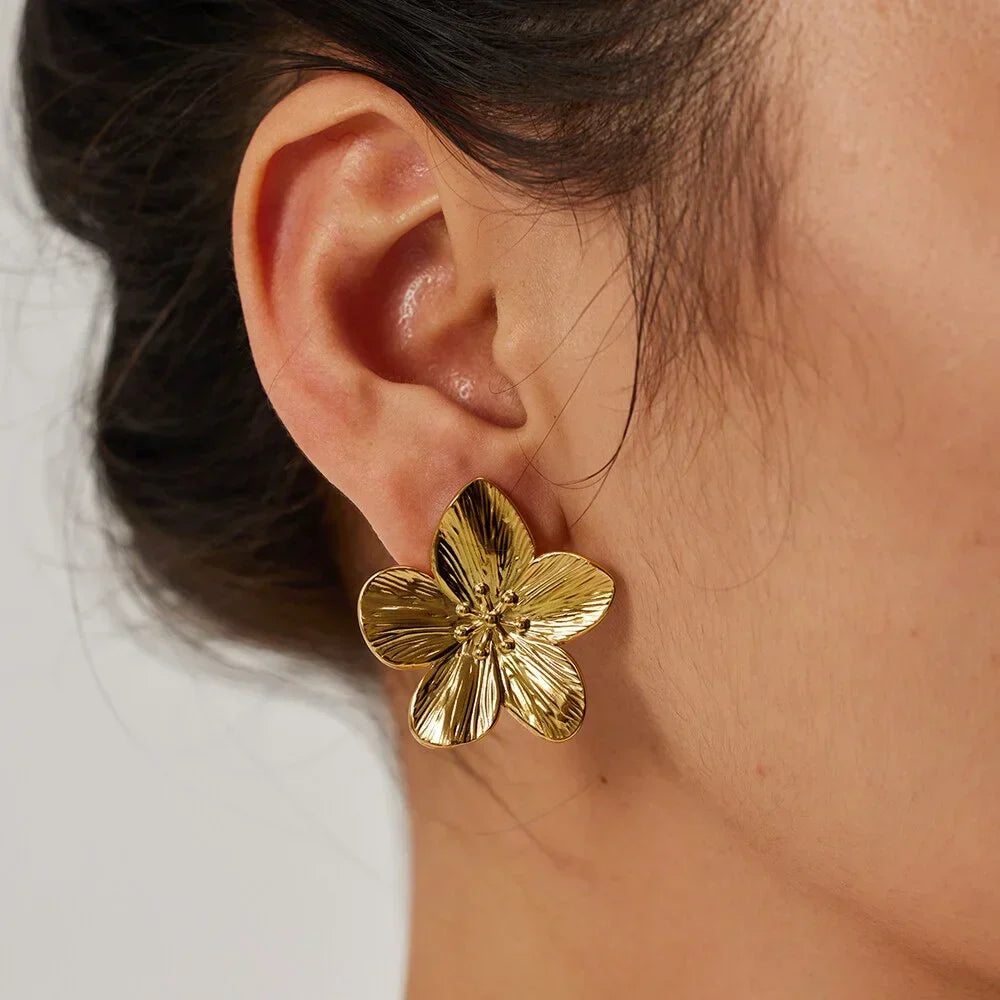 Orecchini a fiore - Orecchini dorati vintage da donna-Modaso