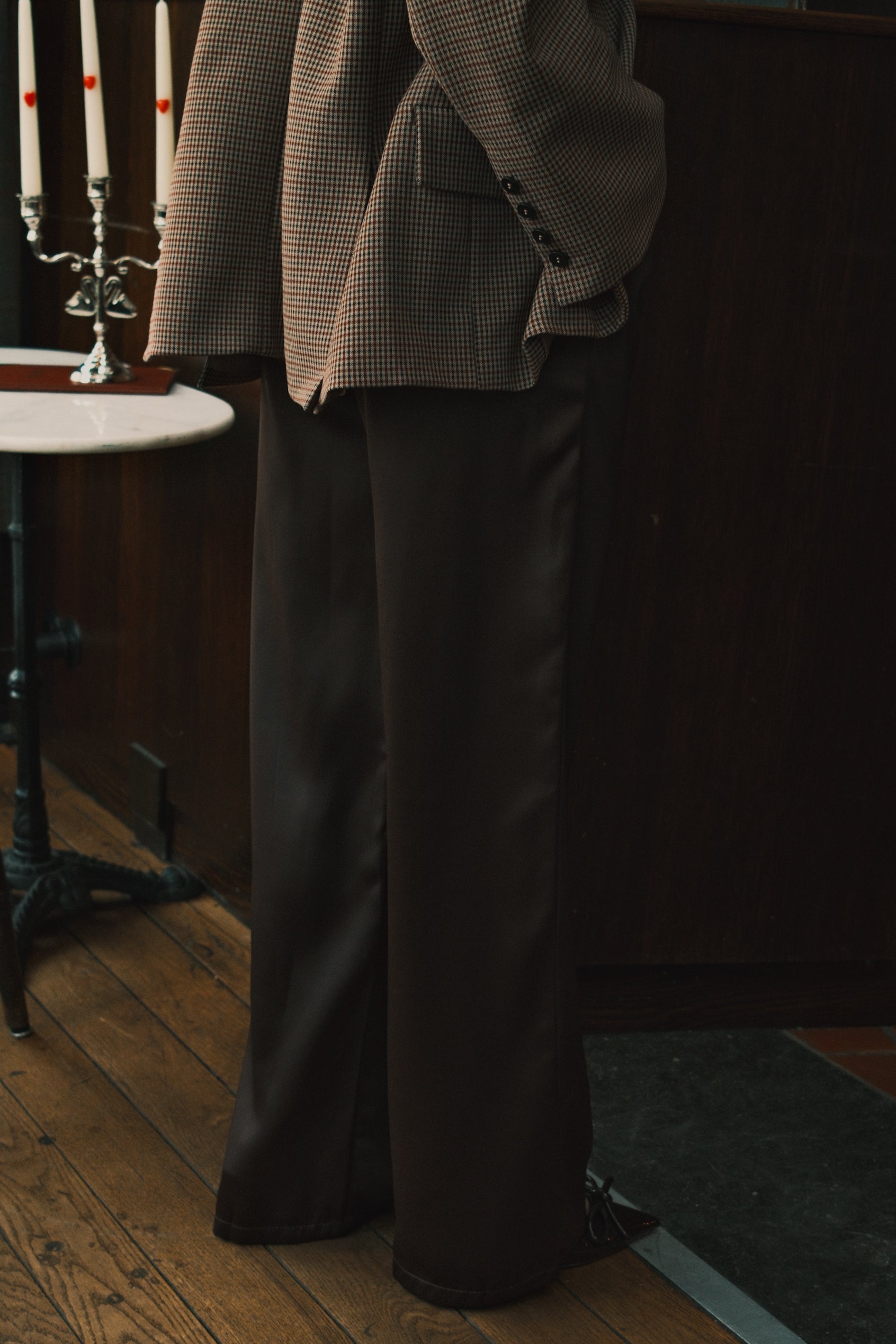 PANTALONI IN SATIN CIOCCOLATO-Modaso