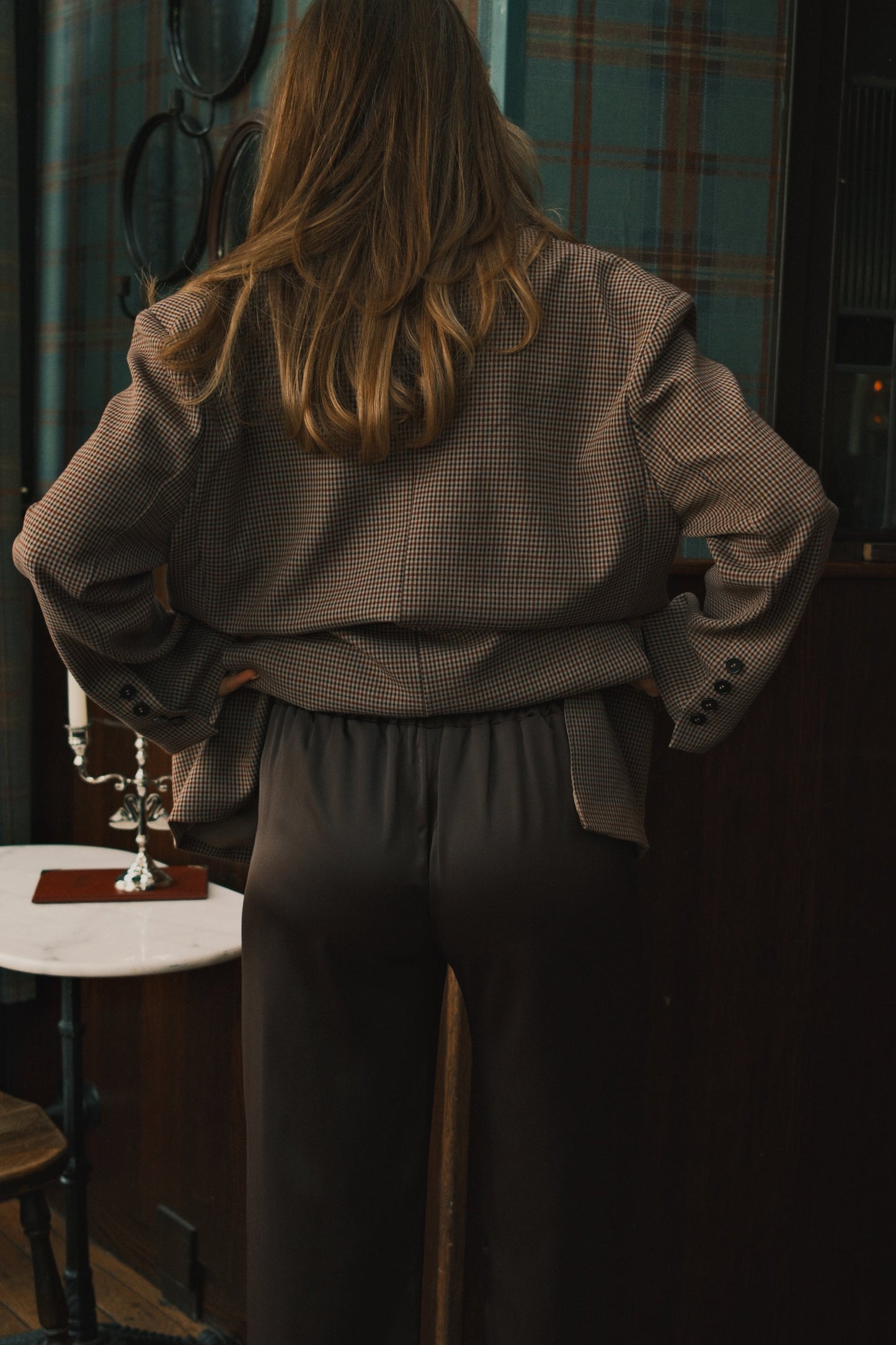 PANTALONI IN SATIN CIOCCOLATO-Modaso