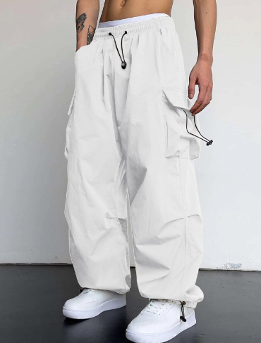Pantaloni Cargo, Vestibilità Ampia, Coulisse, Pantaloni Baggy, Abbigliamento Uomo-Modaso