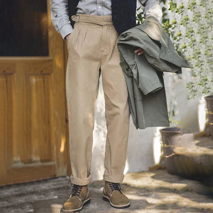 Pantaloni Gurkha, Plissettati, Loose Fit, Pantaloni Gurkha, Plissettati, Pantaloni Retro Loose Fit, Pantaloni da Uomo-Modaso