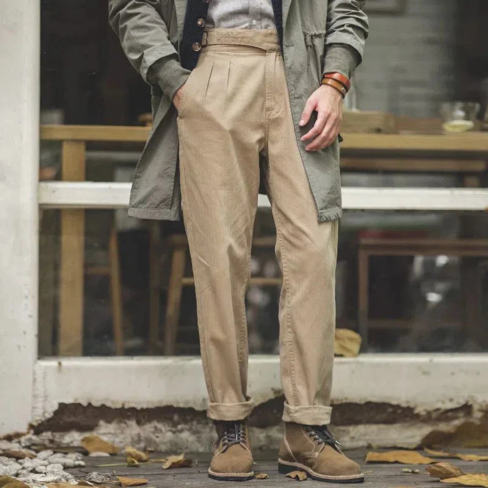 Pantaloni Gurkha, Plissettati, Loose Fit, Pantaloni Gurkha, Plissettati, Pantaloni Retro Loose Fit, Pantaloni da Uomo-Modaso