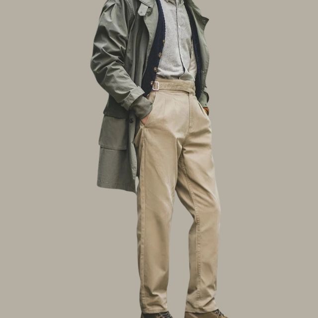 Pantaloni Gurkha, Plissettati, Loose Fit, Pantaloni Gurkha, Plissettati, Pantaloni Retro Loose Fit, Pantaloni da Uomo-Modaso