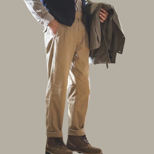 Pantaloni Gurkha, Plissettati, Loose Fit, Pantaloni Gurkha, Plissettati, Pantaloni Retro Loose Fit, Pantaloni da Uomo-Modaso