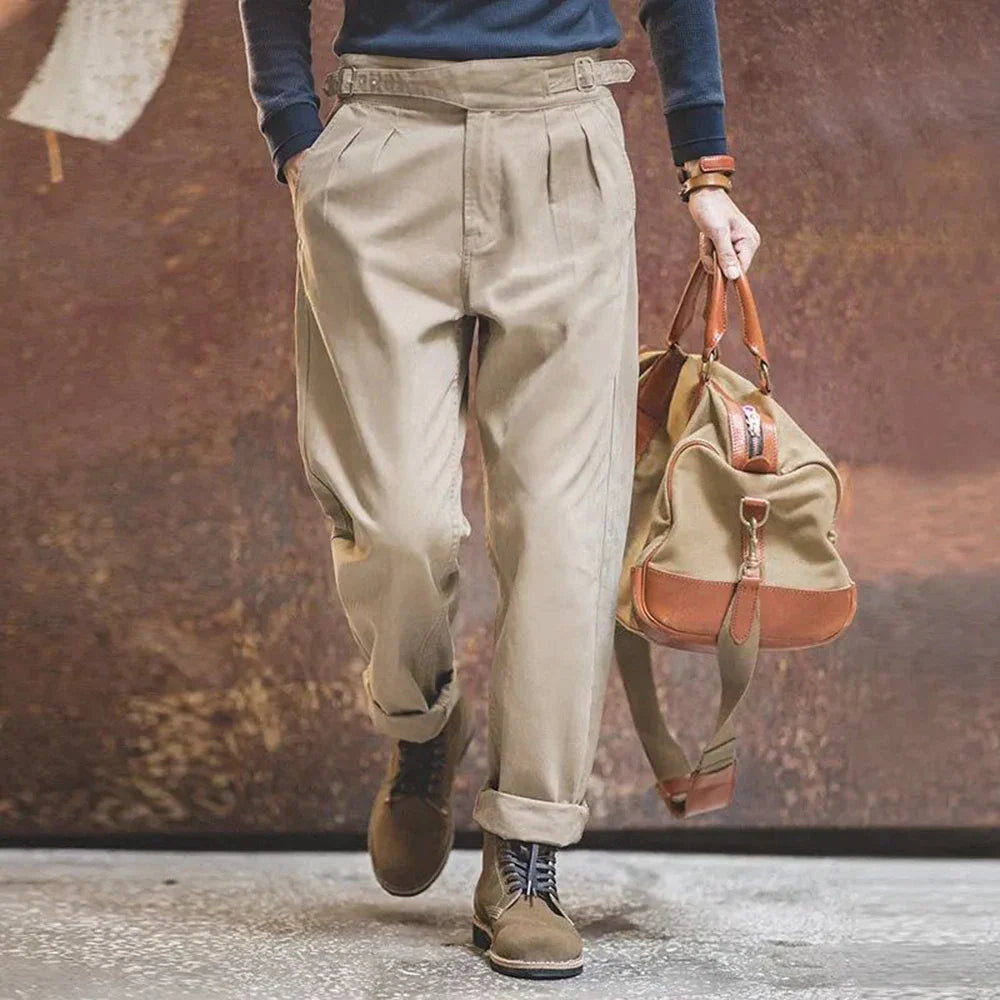 Pantaloni Gurkha, Plissettati, Loose Fit, Pantaloni Gurkha, Plissettati, Pantaloni Retro Loose Fit, Pantaloni da Uomo-Modaso
