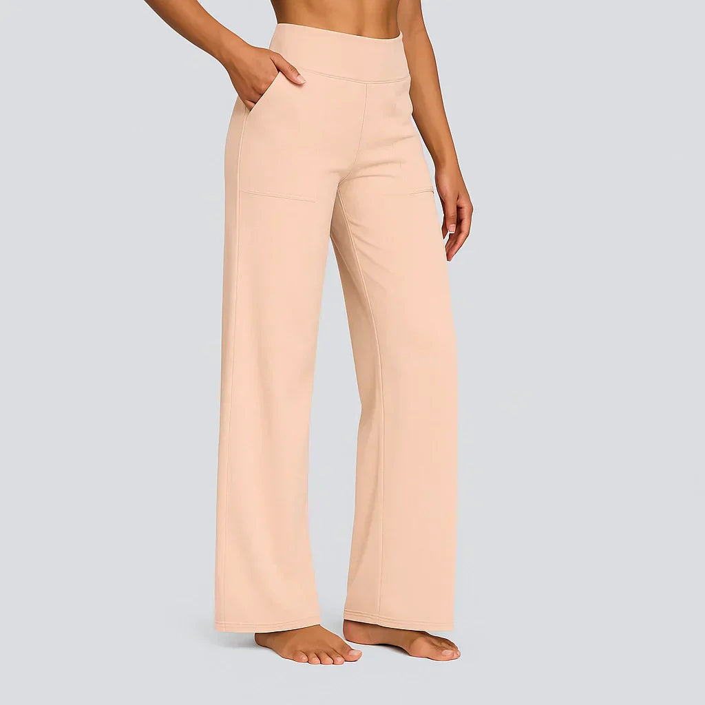 Pantaloni a Gamba Larga, Pantaloni a Vita Alta Comodi da Donna-Modaso