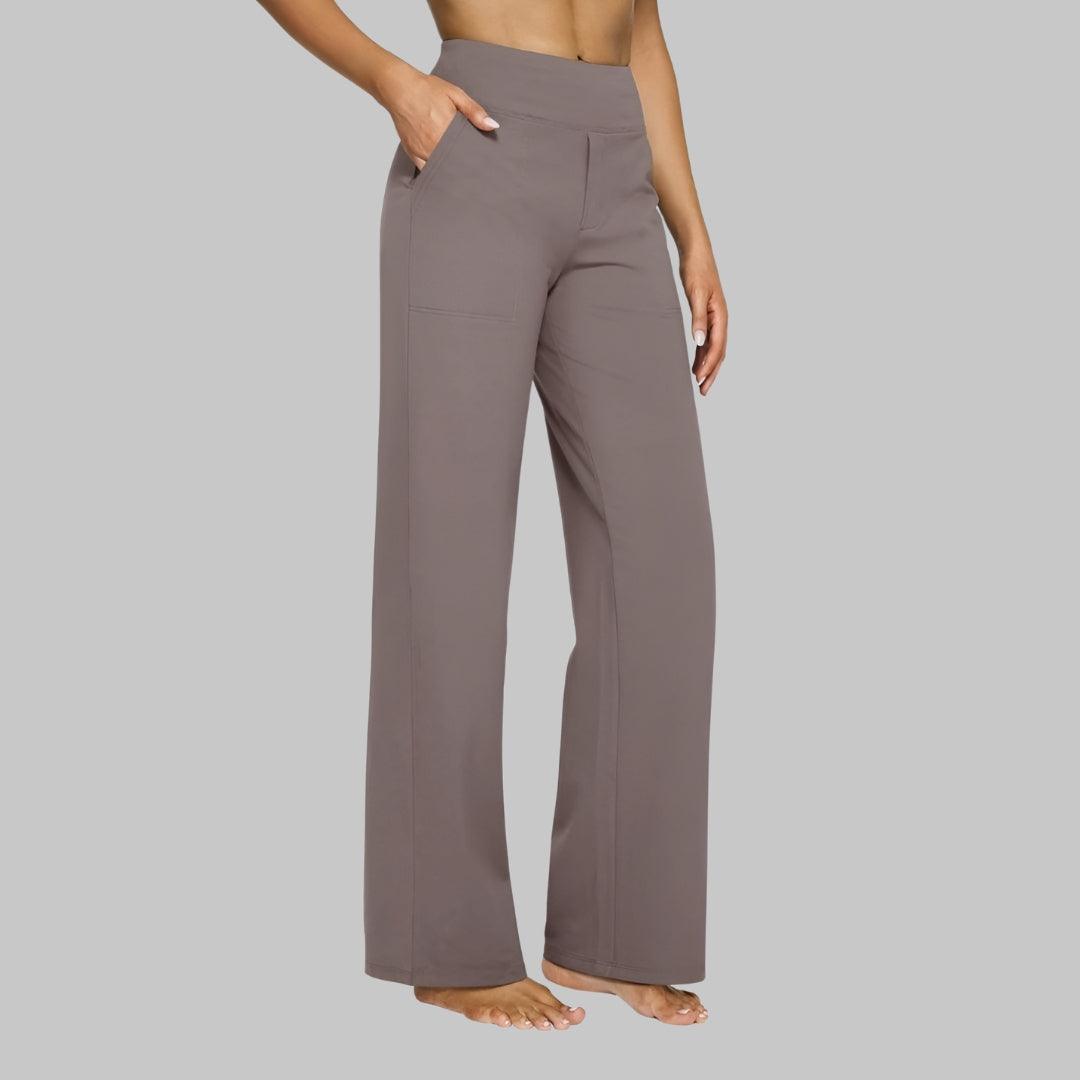 Pantaloni a Gamba Larga, Pantaloni a Vita Alta Comodi da Donna-Modaso