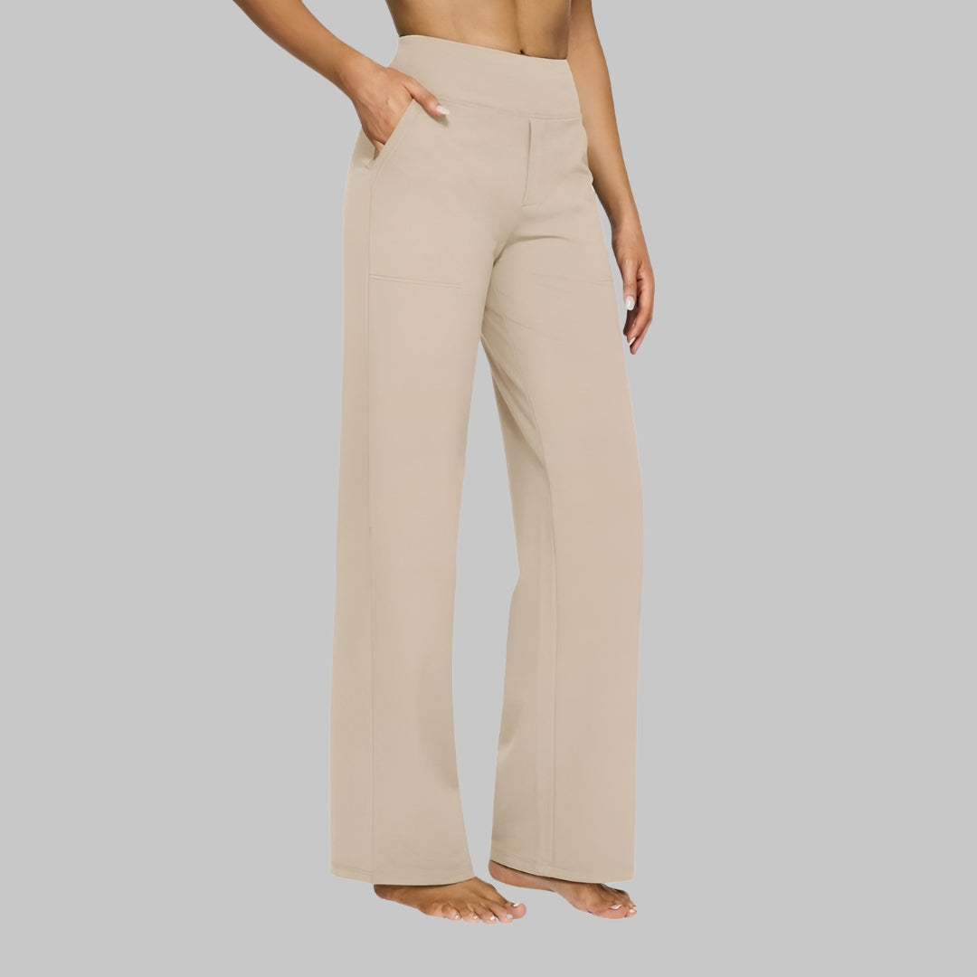Pantaloni a Gamba Larga, Pantaloni a Vita Alta Comodi da Donna-Modaso