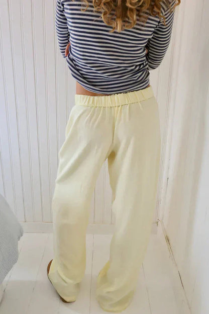 Pantaloni di Lino, Vita Bassa, Gamba Larga, Casual-Modaso