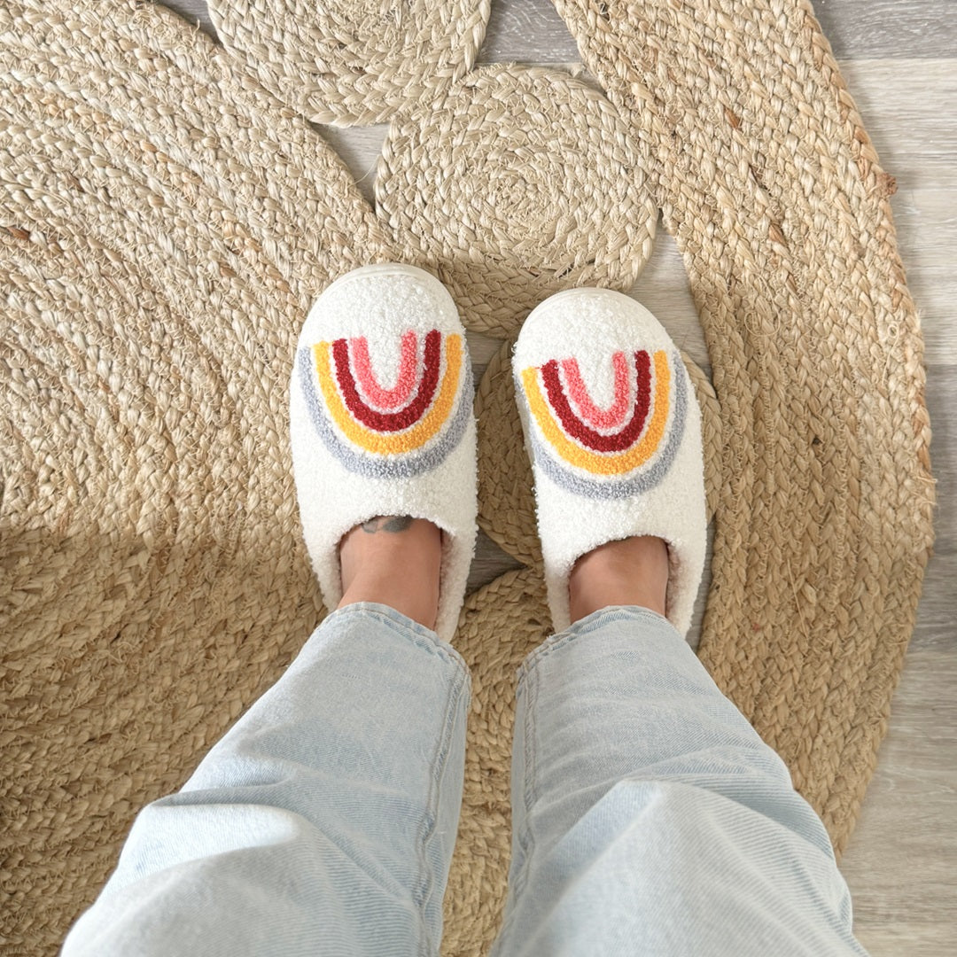 Pantofole Arcobaleno, Pantofole da Casa in Peluche da Donna-Modaso