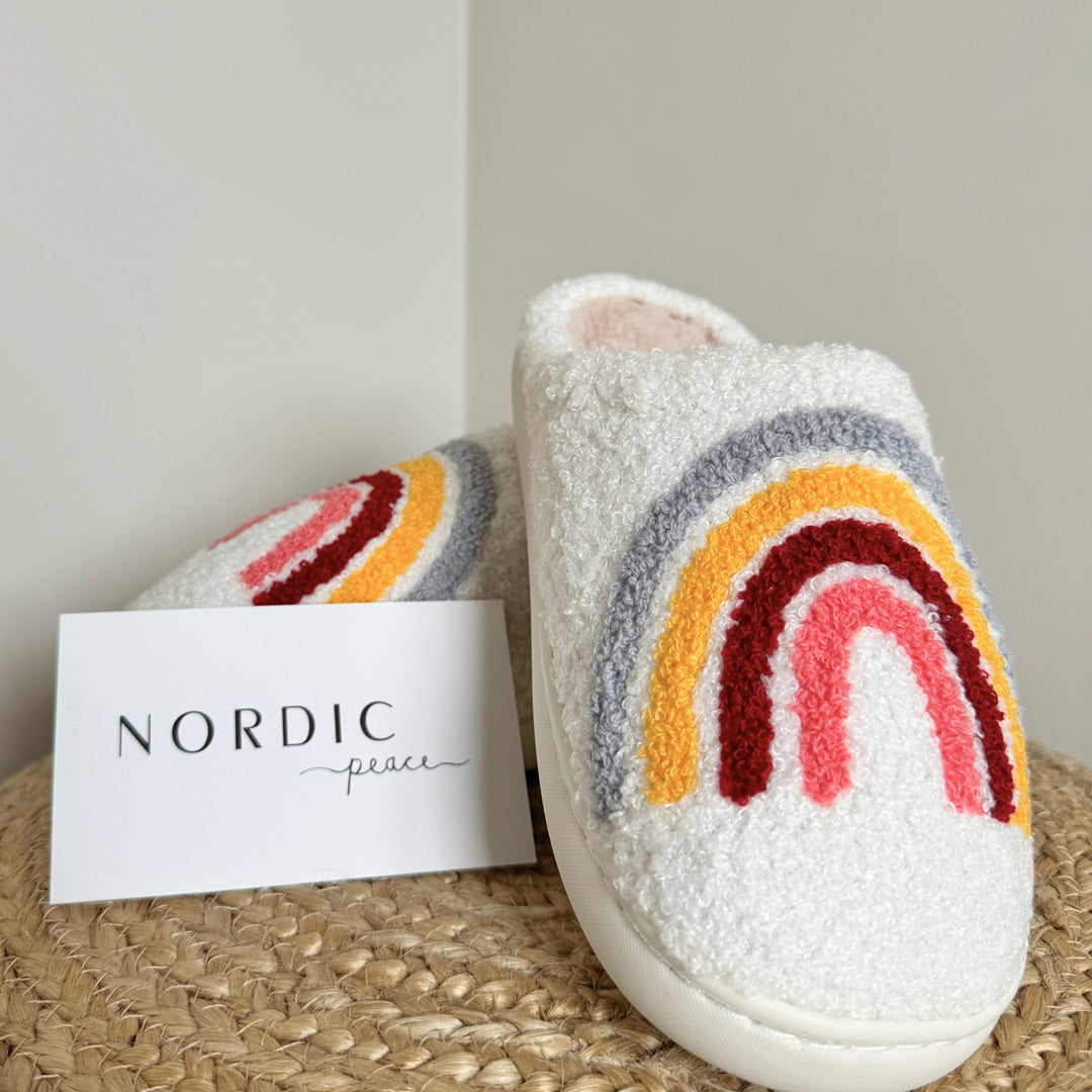 Pantofole Arcobaleno, Pantofole da Casa in Peluche da Donna-Modaso