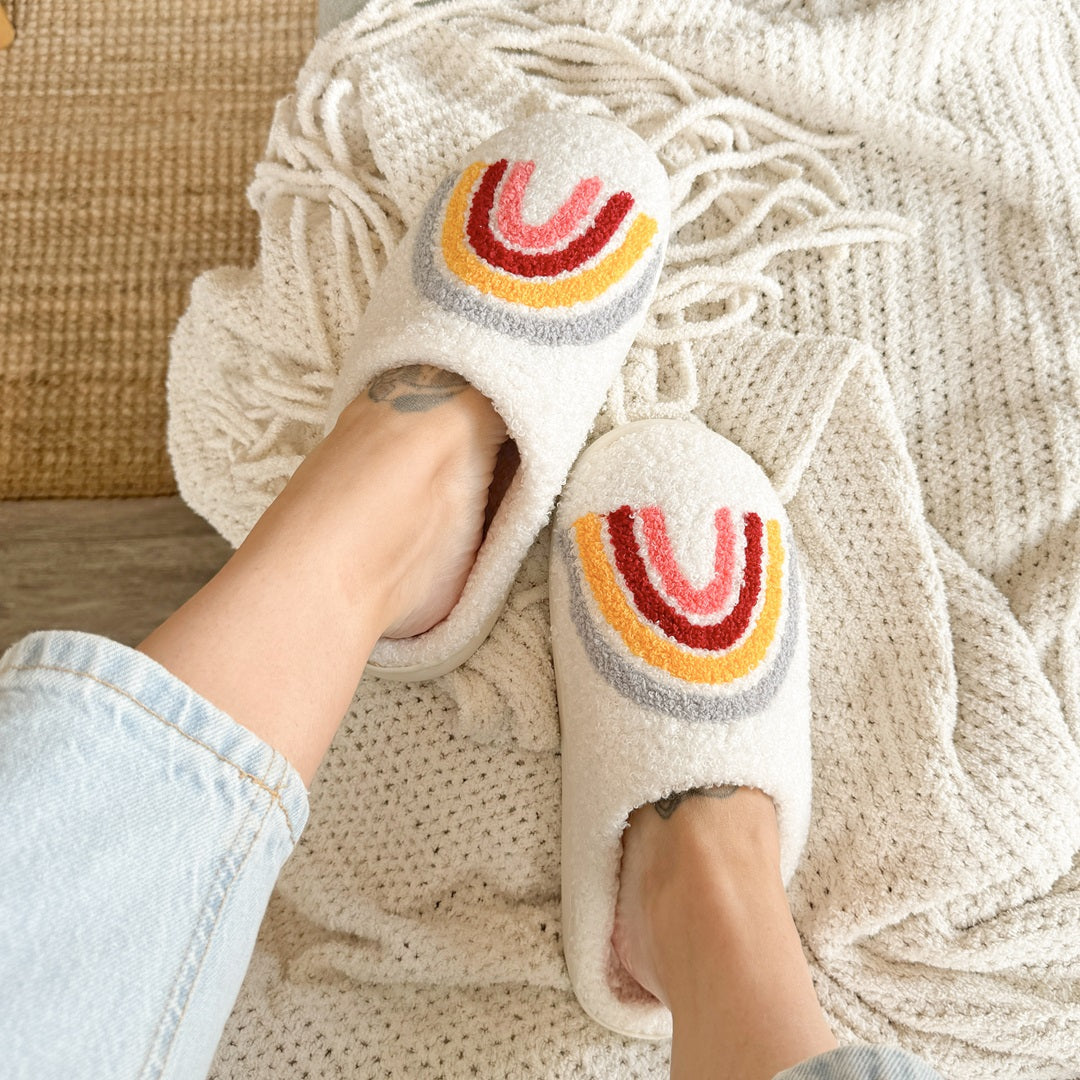 Pantofole Arcobaleno, Pantofole da Casa in Peluche da Donna-Modaso