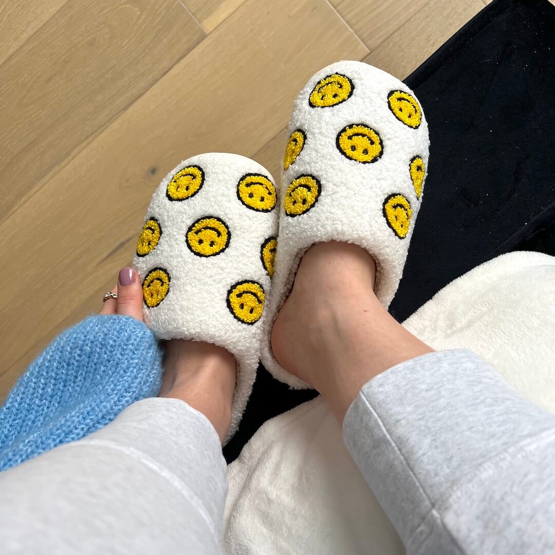 Pantofole Mini Smiley, Divertenti Pantofole da Casa da Donna-43-44-Modaso