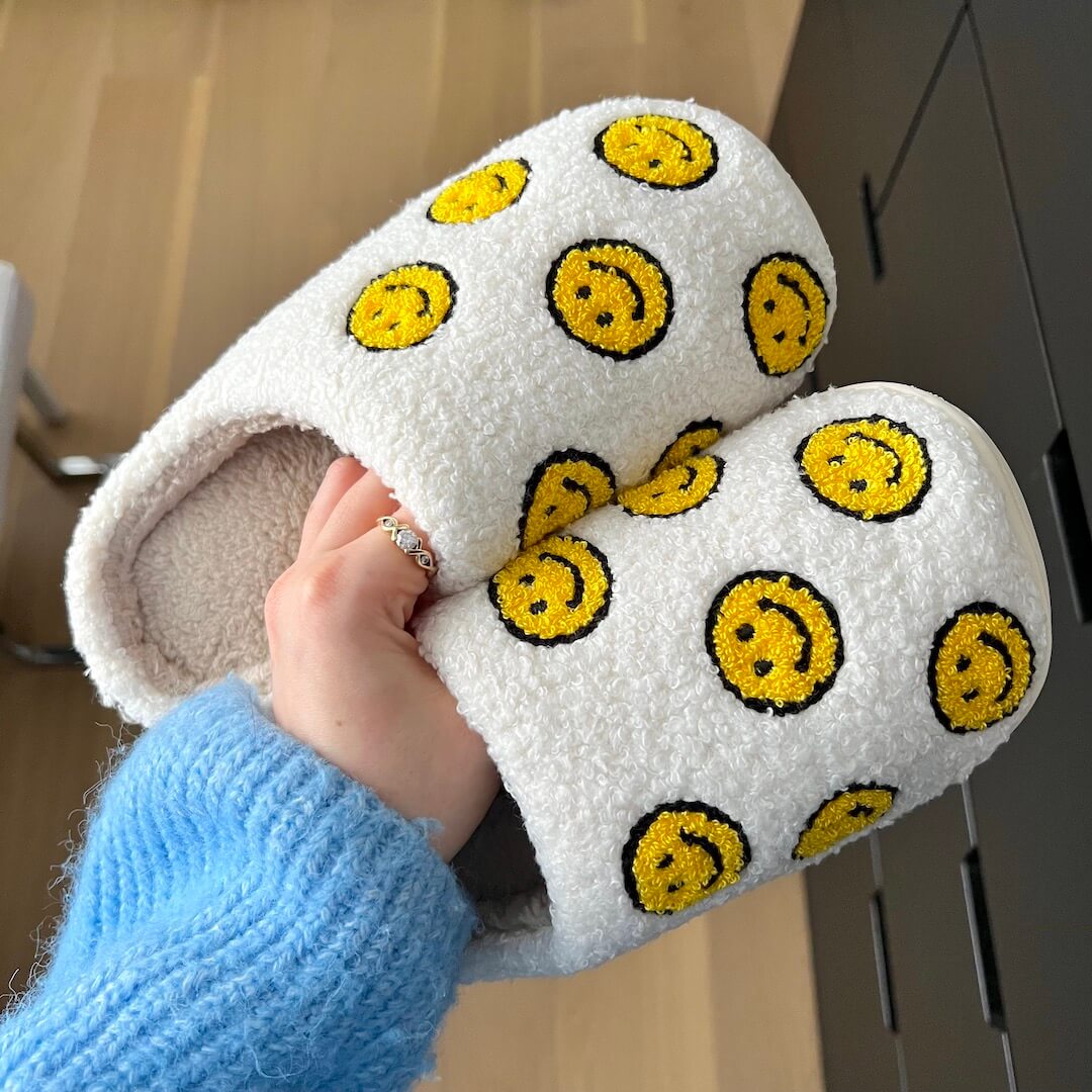 Pantofole Mini Smiley, Divertenti Pantofole da Casa da Donna-Modaso