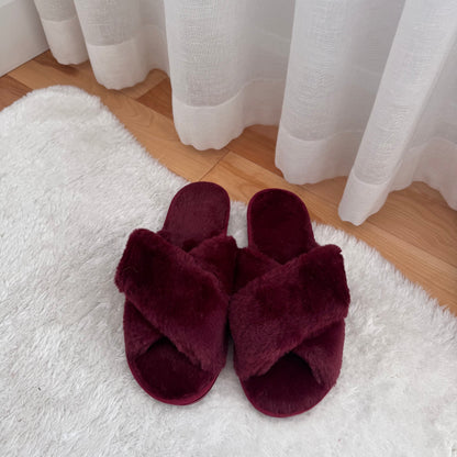 Pantofole Soffici da Donna, Pantofole Incrociate in Peluche-Modaso