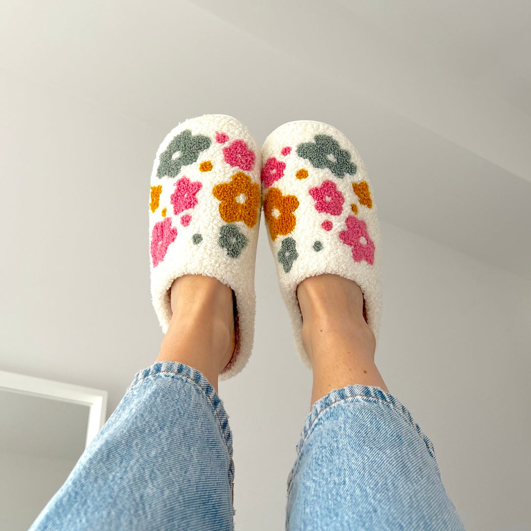 Pantofole a Fiori da Casa, Morbide Pantofole in Peluche da Donna-35-36-Modaso