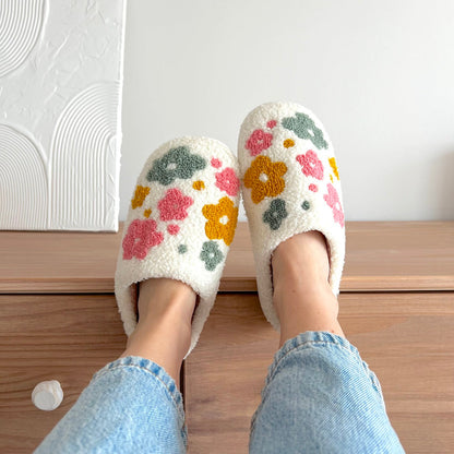 Pantofole a Fiori da Casa, Morbide Pantofole in Peluche da Donna-Modaso
