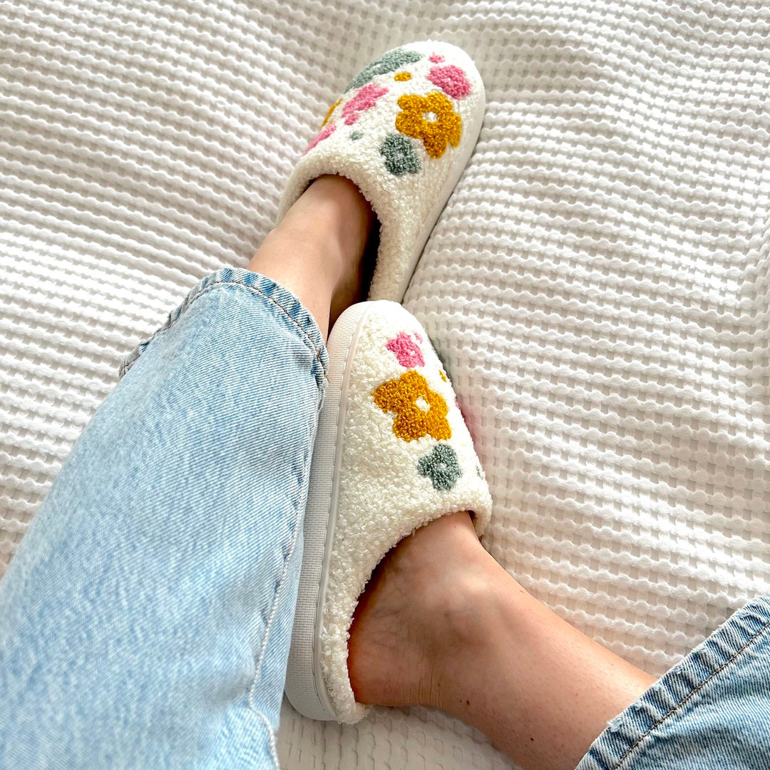 Pantofole a Fiori da Casa, Morbide Pantofole in Peluche da Donna-Modaso
