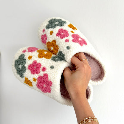 Pantofole a Fiori da Casa, Morbide Pantofole in Peluche da Donna-Modaso