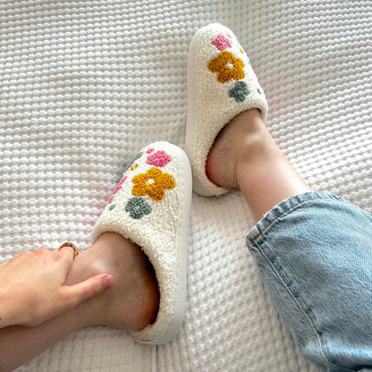 Pantofole a Fiori da Casa, Morbide Pantofole in Peluche da Donna-Modaso